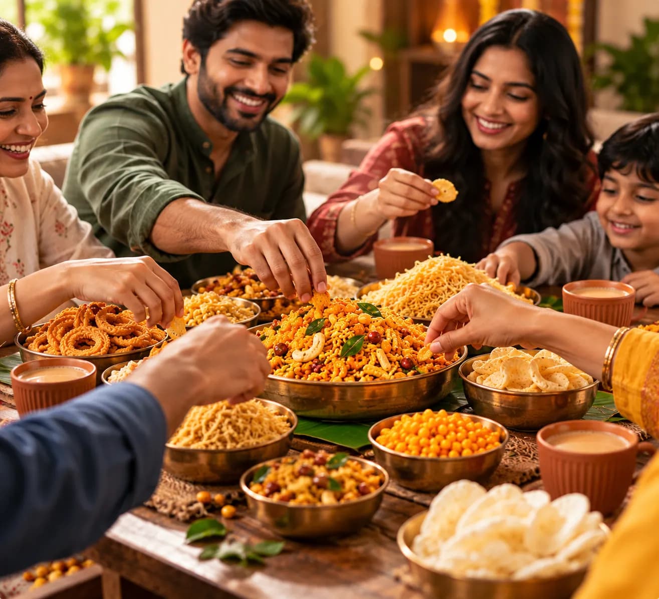 Sharing Indian snacks