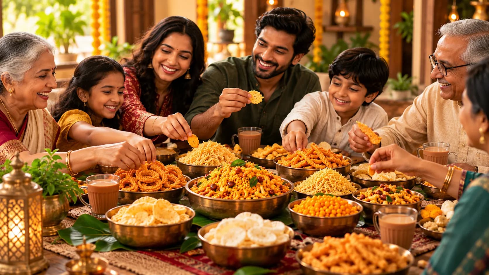 Traditional Indian snacks being prepared